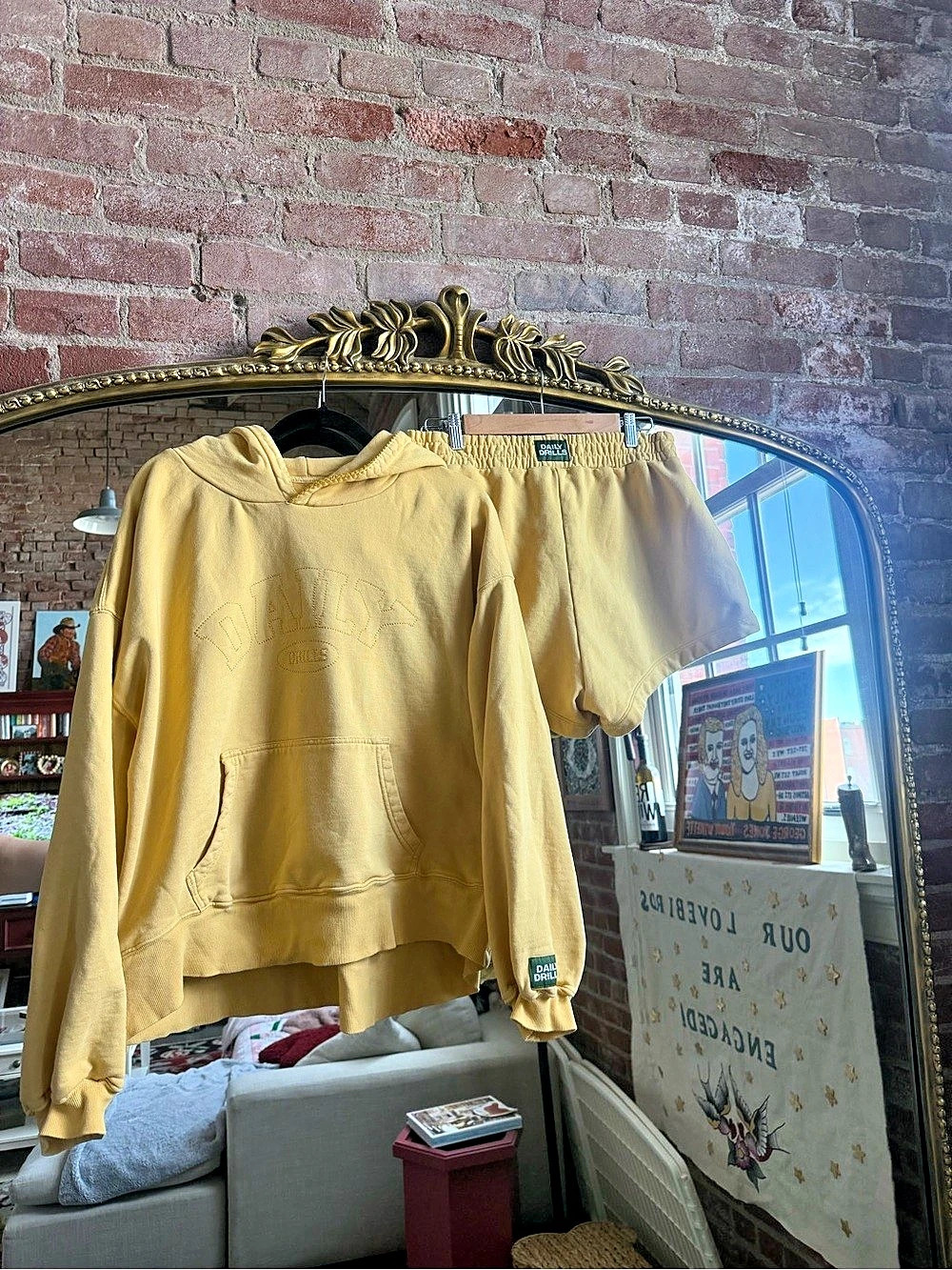 Daily Drills Yellow Hoodie and Shorts Set Whipstitch